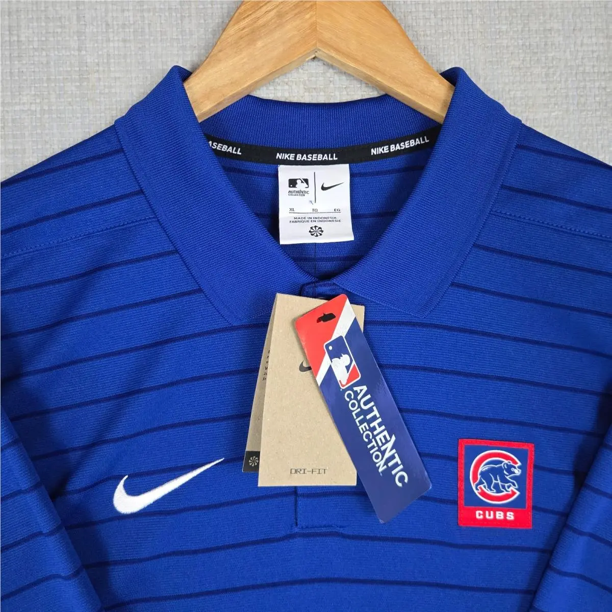 Nike Bsbl x Chicago Cubs Size XL Mens Polo Shirt Blue Coll