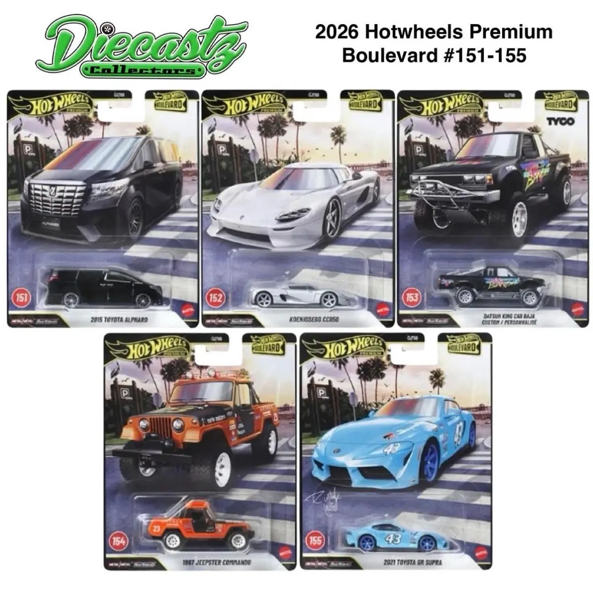2020 Hot Wheels Premium Boulevard H Set of 5 151-155
