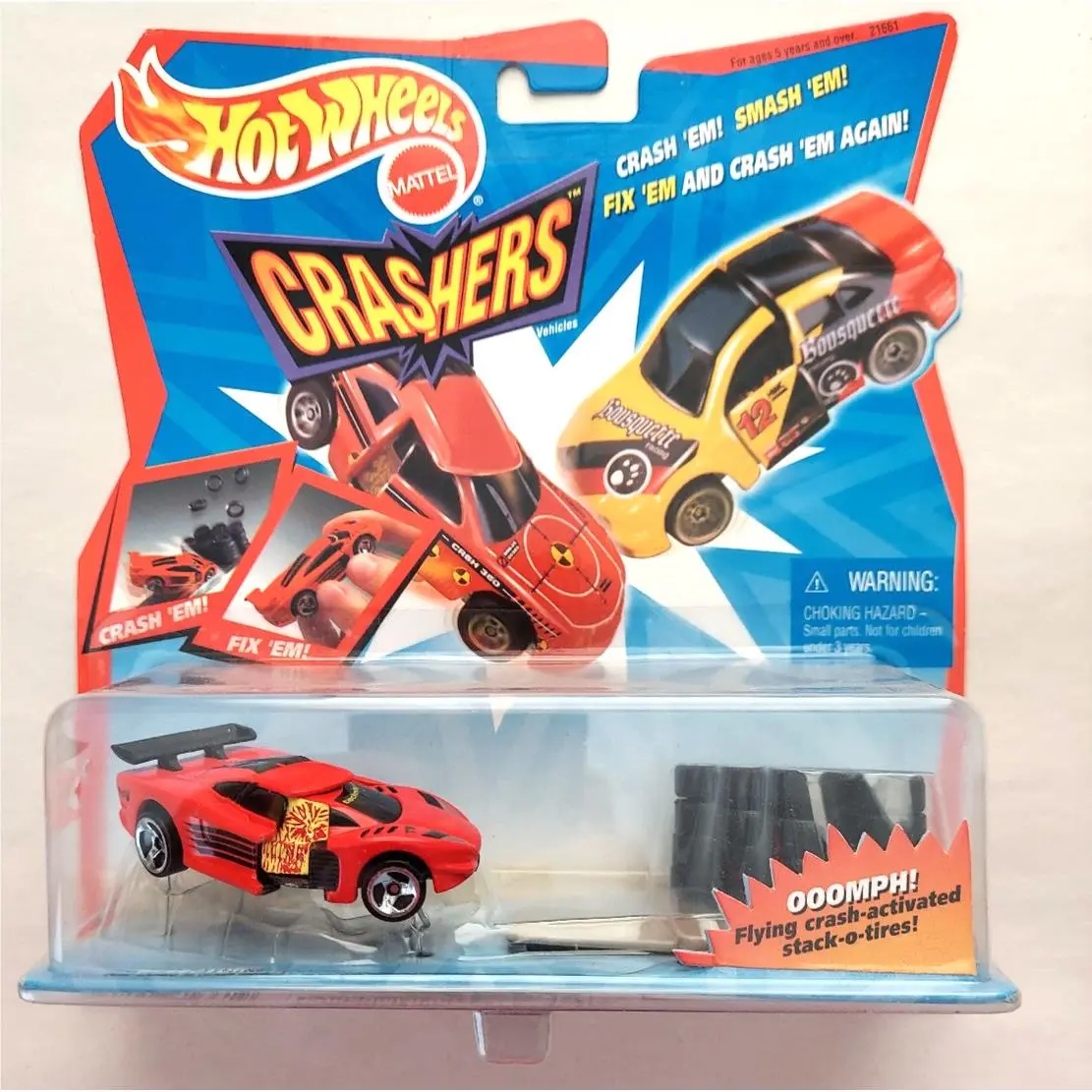 Hot Wheels Crashers Bi-sector Vintage 1998 Mattel 21658 Nip Htf Red