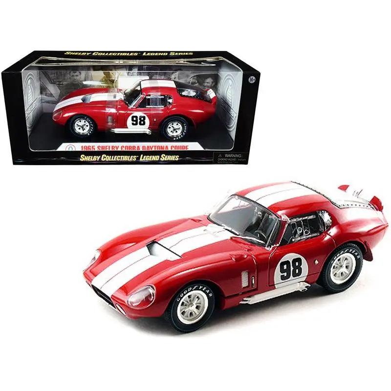 1965 Shelby Cobra Daytona Coupe 98 Red with White Stripes 1/18
