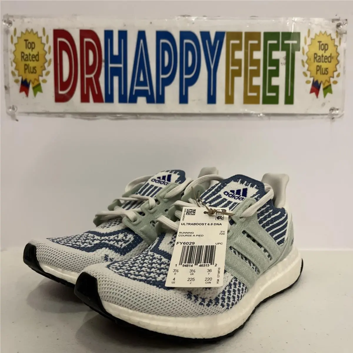 Adidas Ultraboost 6.0 Dna Kids Running Shoes Size 4Y White/blue FY6029