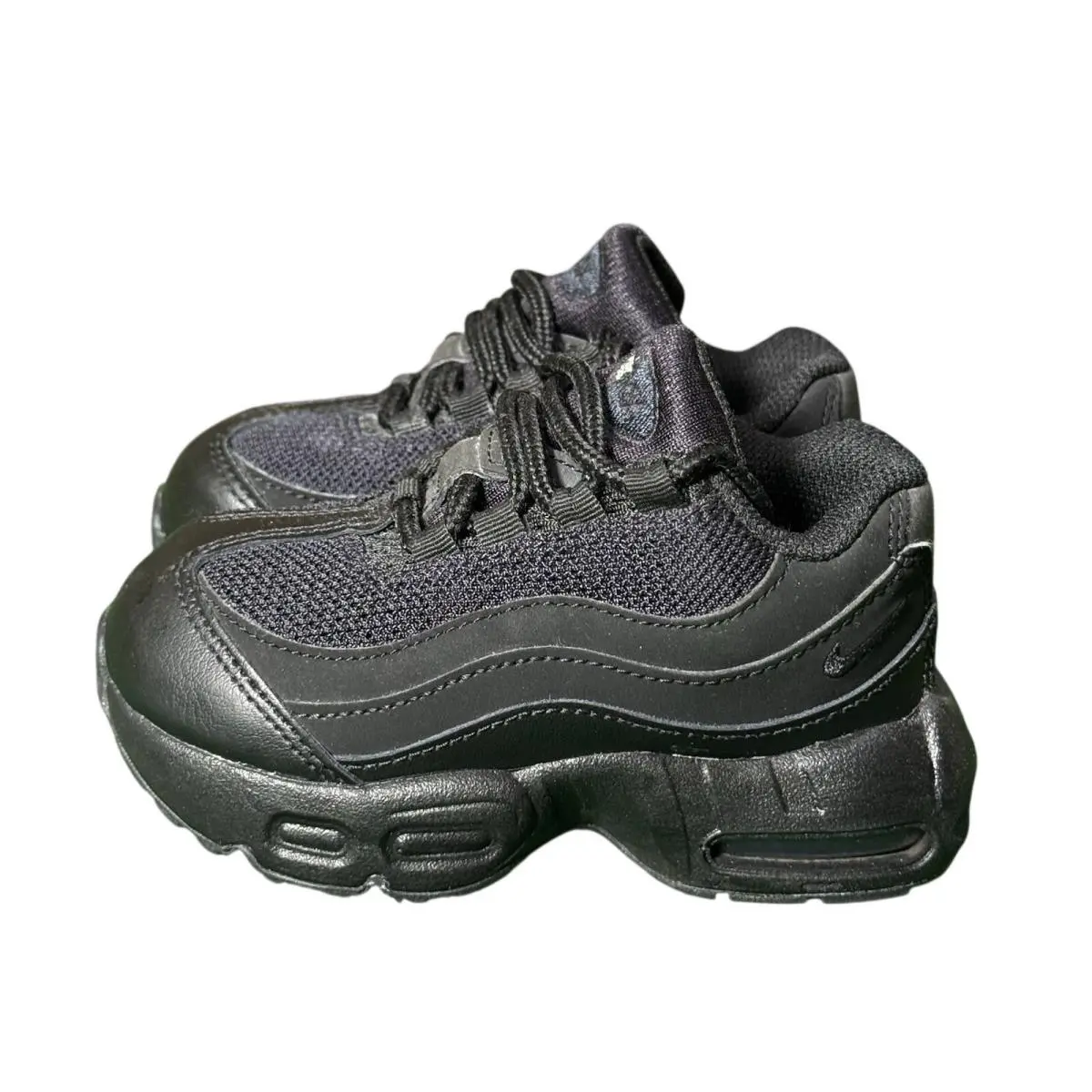 Nike Air Max 95 Triple Black Suede Sneakers HQ6365-001 Toddler Baby Size 7C