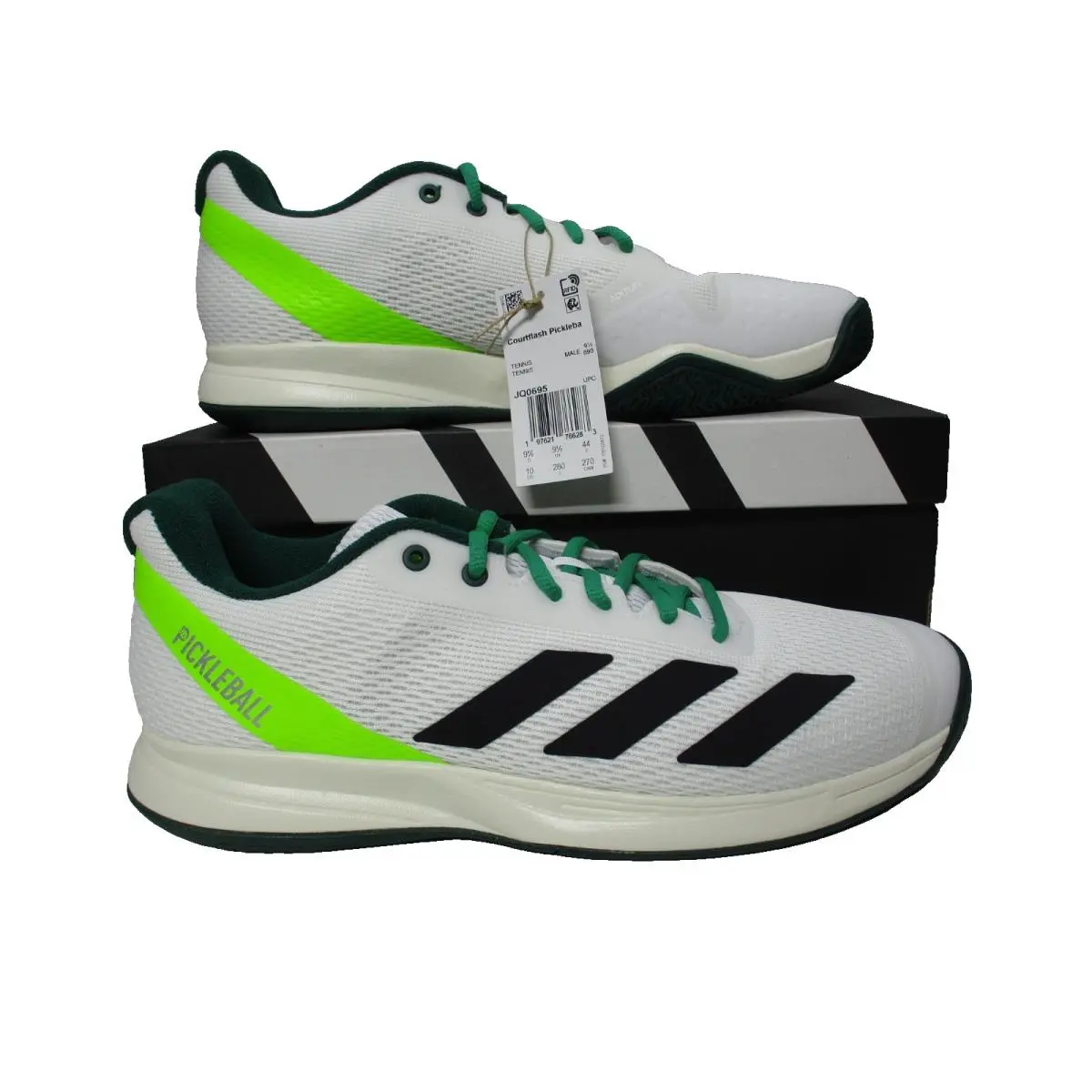 Adidas Courtflash Pickleball Shoes Mens Sz 10.5 White Green Athletic Sneakers