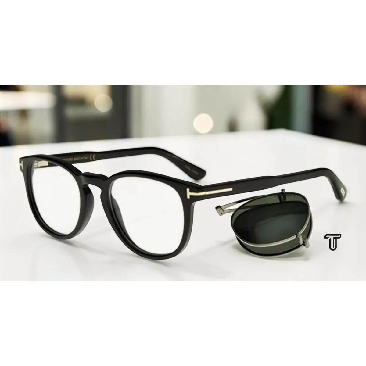 Tom Ford FT5498 P 62R Horn Brown Horn Green Polarized 51 mm Unisex Eyeglasses