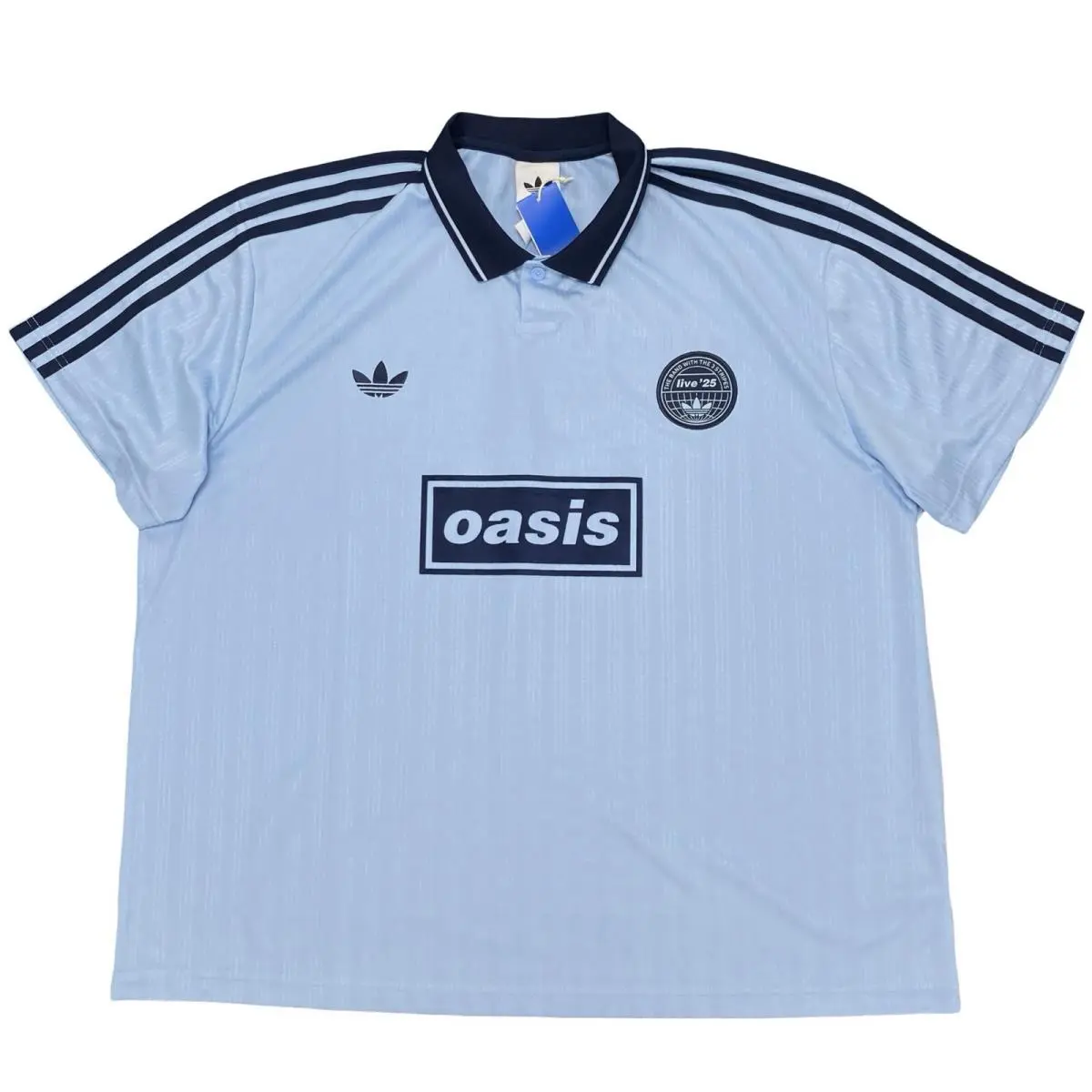 x Oasis Tour Jacquard Jersey Size 2XL Men`s Loose Fit Blue KT3436 by Adidas