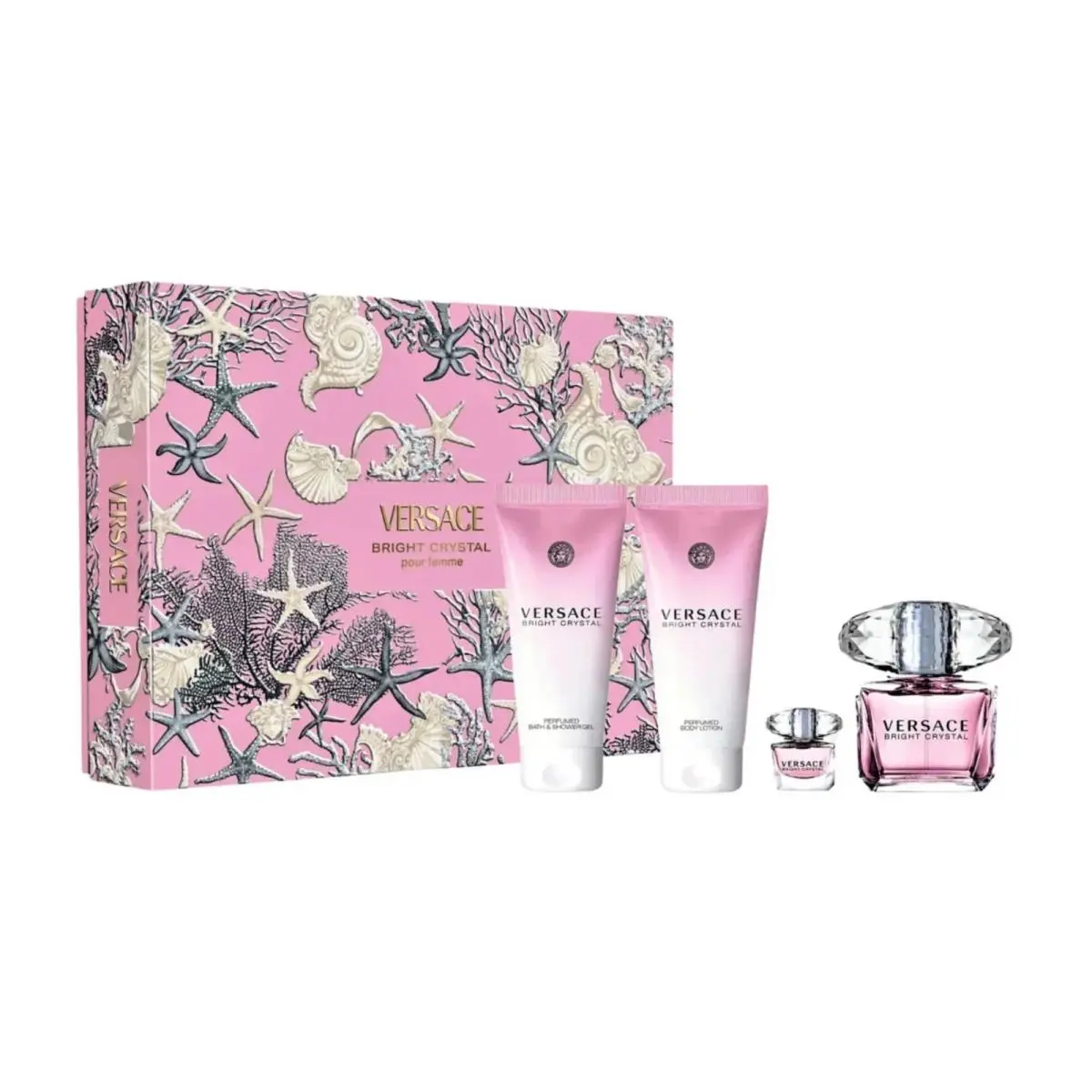Versace Bright Crystal Women 4 Pcs Set 3.0 Oz Edt Shower Gel Lotion Mini