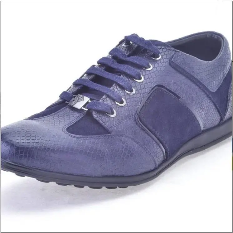 Versace Collection Men`s Snakeskin Embossed Leather Suede Sneaker