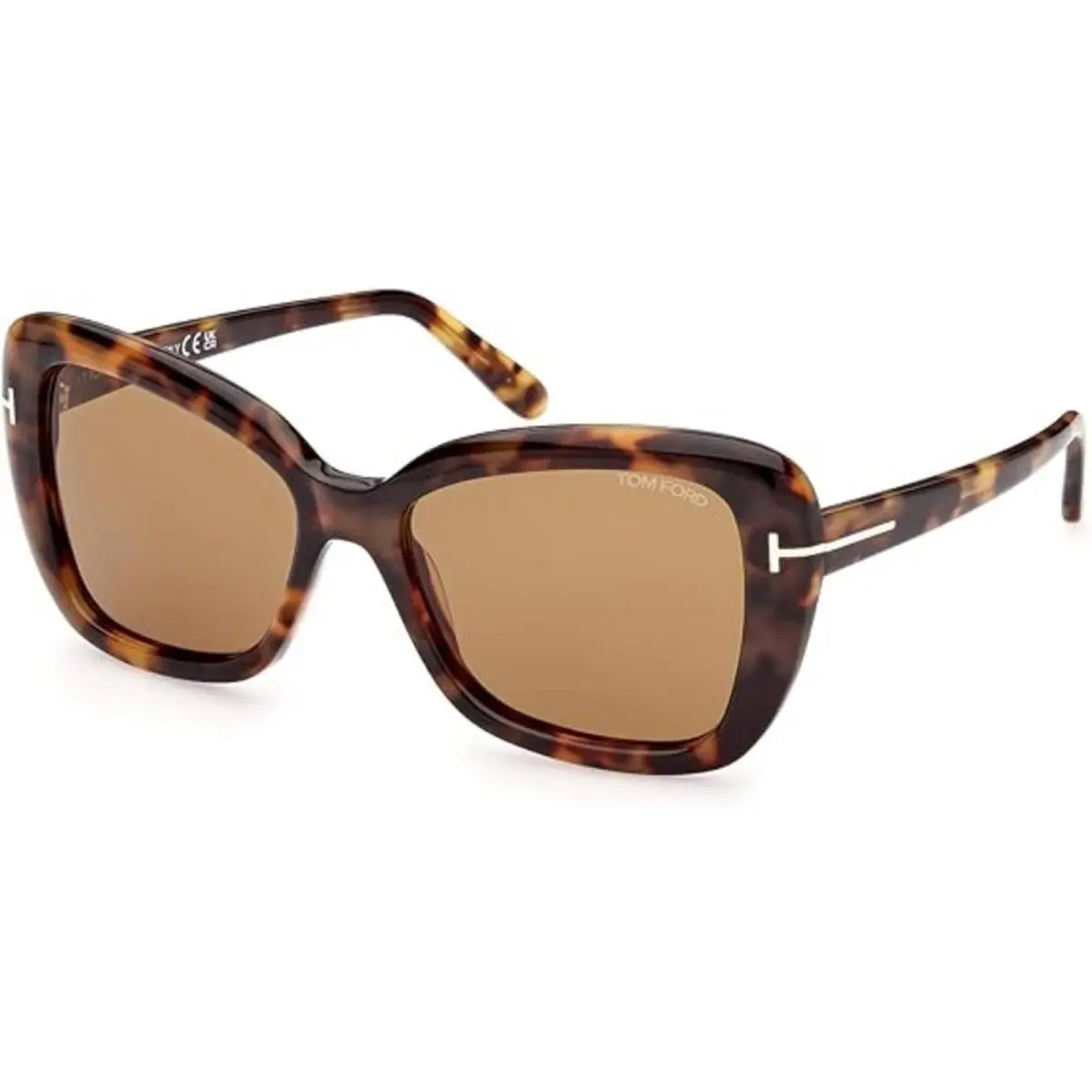 Tom Ford Women`s Sunglasses Maeve Havana Acetate Cat Eye Full Rim FT1008 5555J - Frame: Havana, Lens: Roviex