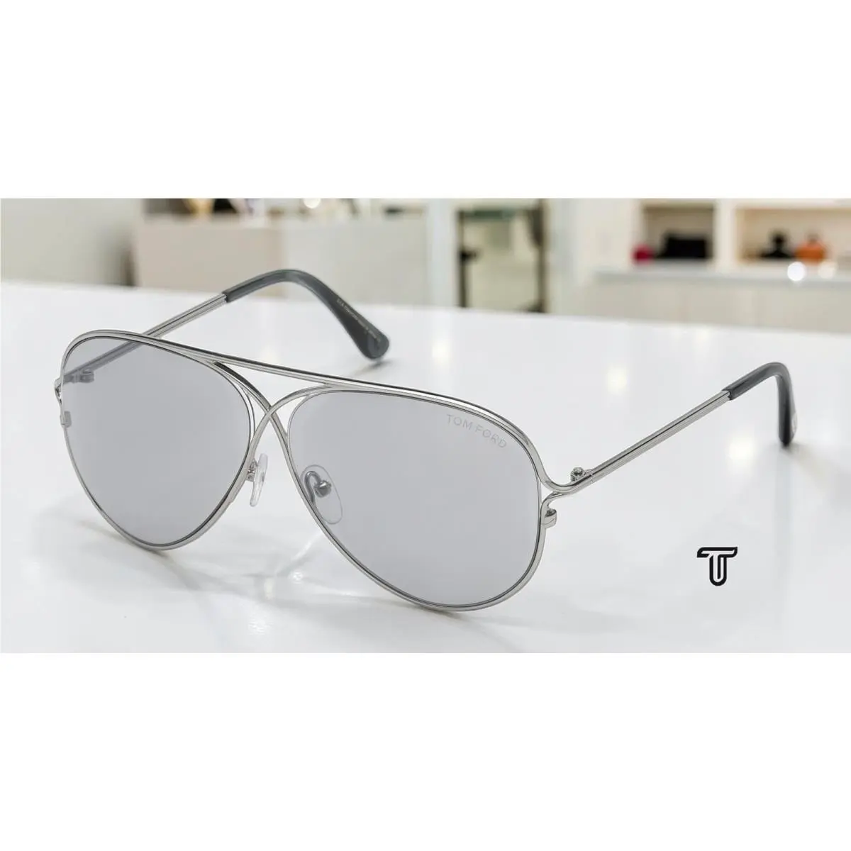Tom Ford FT0488 P 14C N.4 Titanium Ruthenium Smoke Mirror 59mm Mens Sunglasses