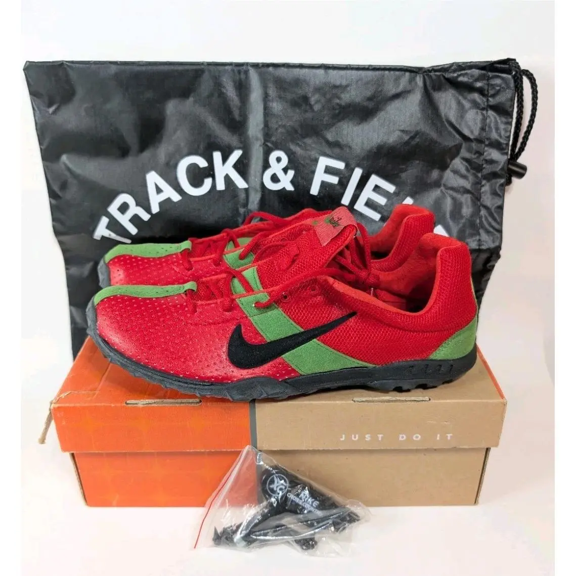 2004 Nike Zoom Miller XC Red/ Green Track and Field Spiked Shoes Mens 8 OG All