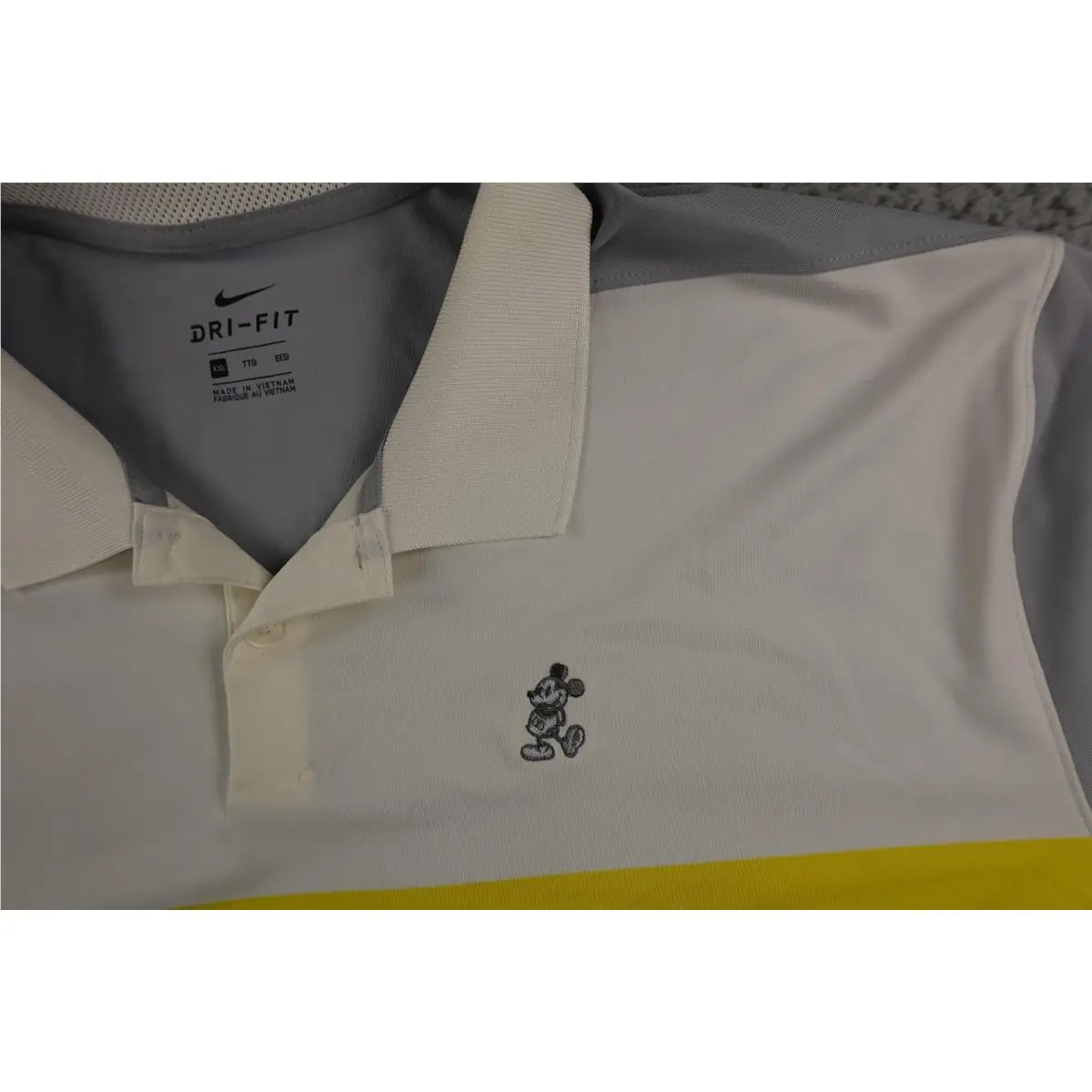 Nike Disney Parks Golf Polo Shirt Men’s Xxl Gray White Mickey Mouse Dri-fit