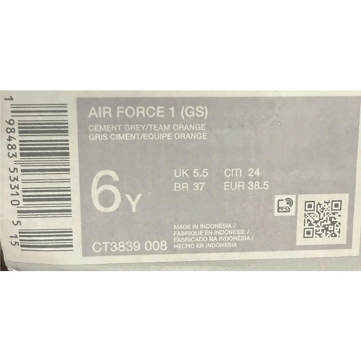 Nike shoes - Nike Air Force 1 (GS) - CT3839-008 - Gray 4