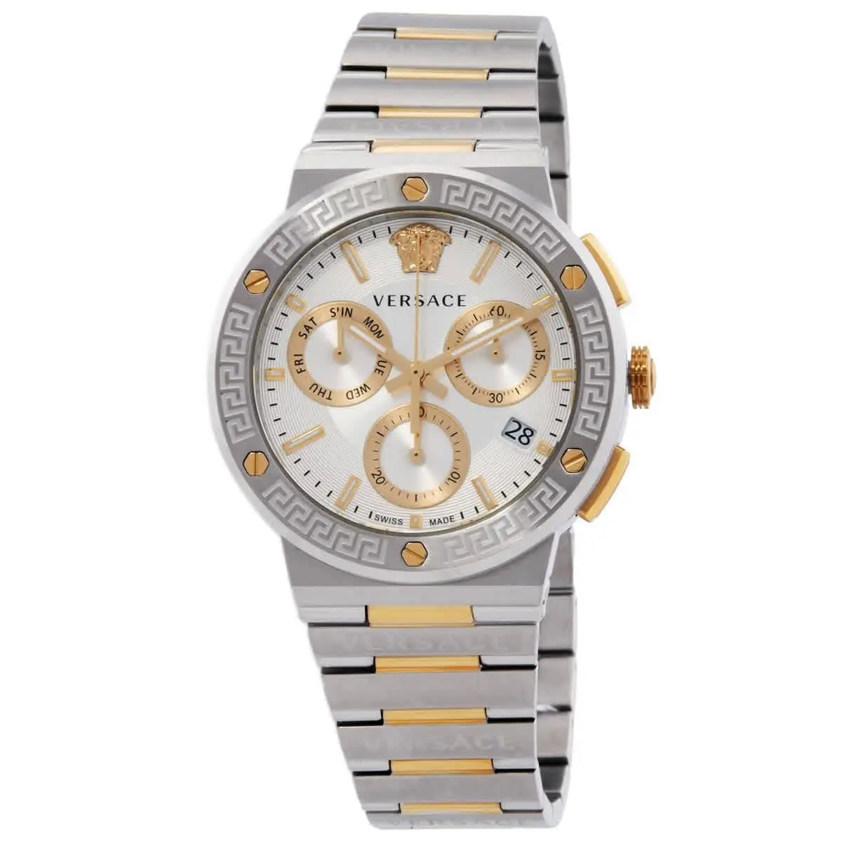 Greca Logo Chronograph Quartz Silver Dial Men`s Watch VEZ900321 by Versace