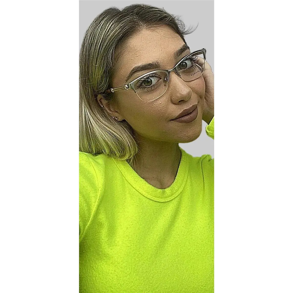 Versace Mod. 1228 1361 53mm Cat Eye Semi-rimless Women`s Eyeglasses Frame Italy