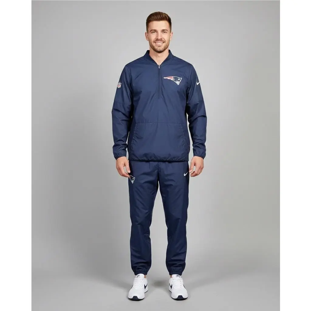 England Patriots Nike Nfl On-field Mens 1/2 Zip Pullover Navy Jacket Small