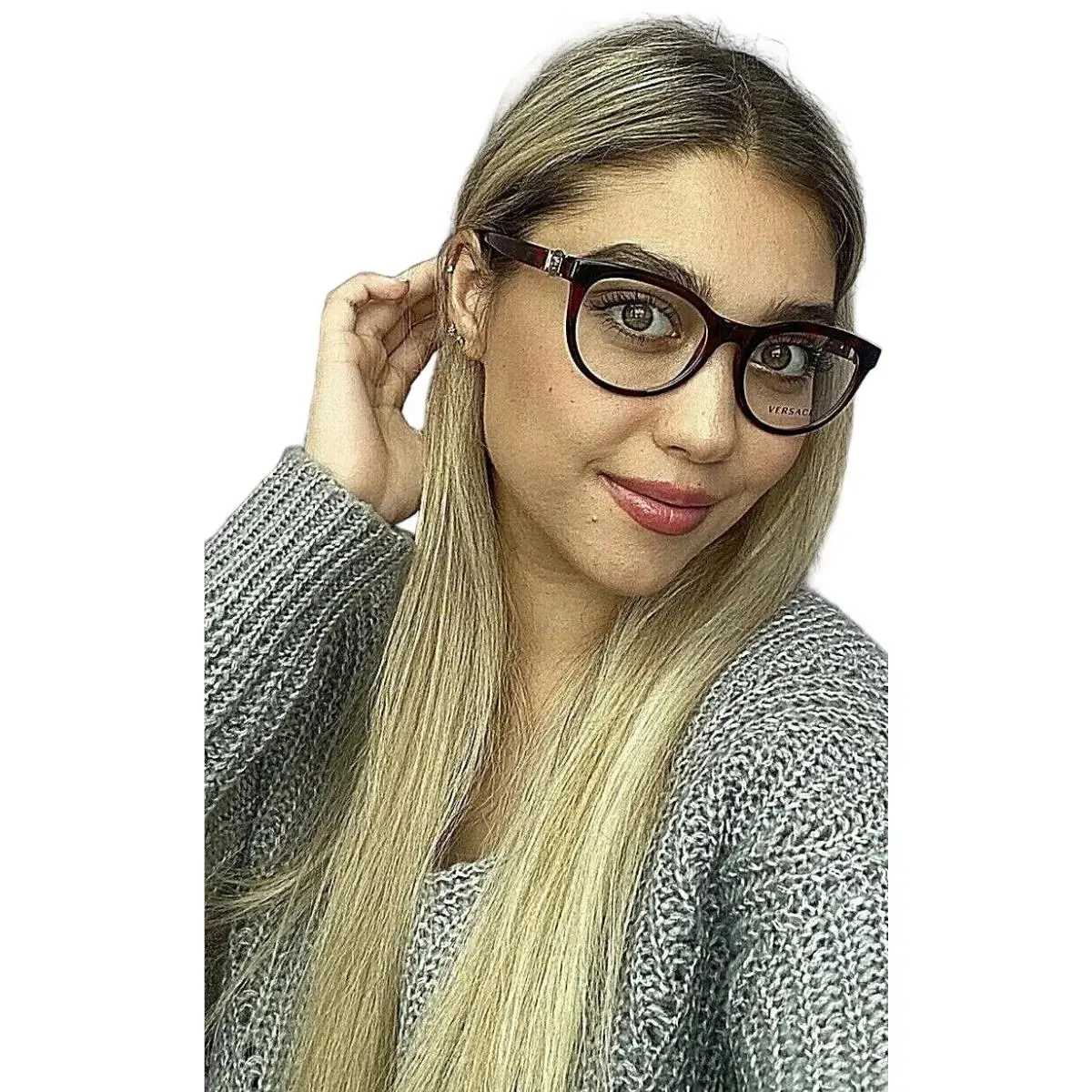 Versace Mod. 4732 5852 Burgundy Red 53mm Cat Eye Women Eyeglasses Italy 34