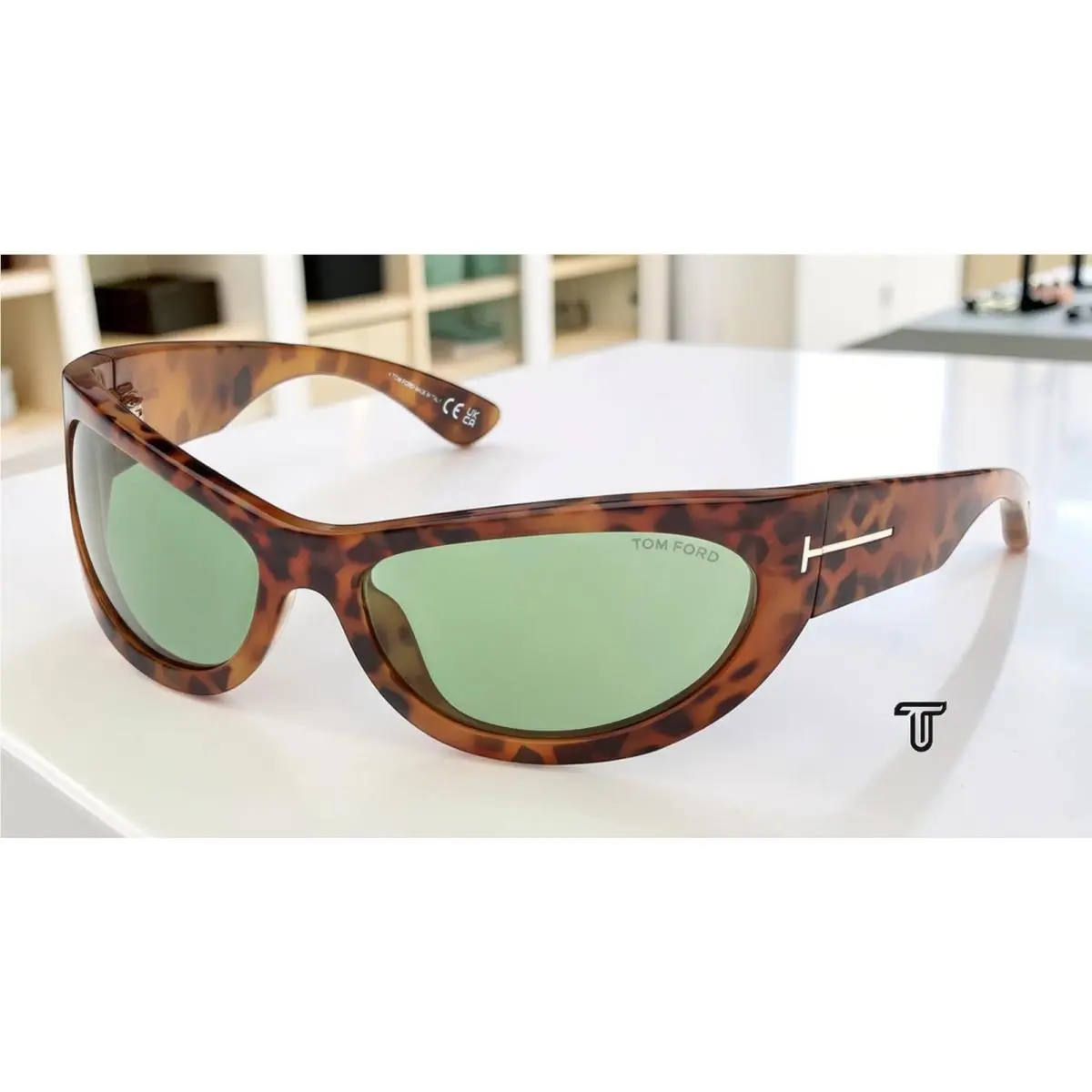 FT1365 55N Leona 02 Coloured Havana Green 62 mm Women`s Sunglasses by Tom Ford