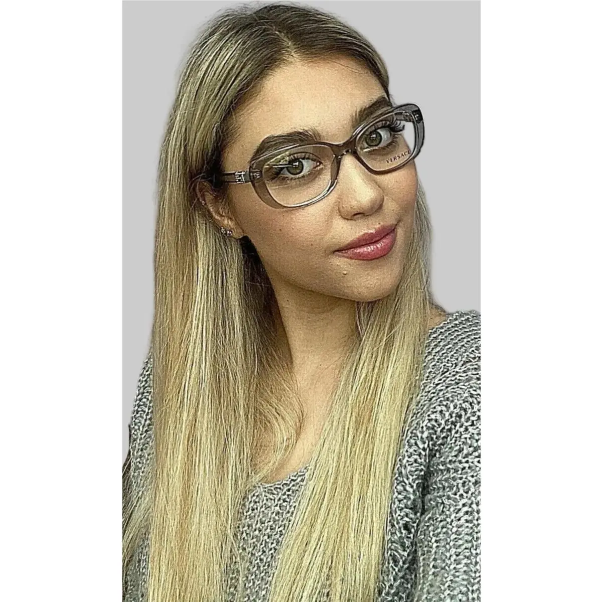 Versace Mod. 3234-B 593 Gray Clear 53mm Women`s Eyeglasses Frame Italy 8