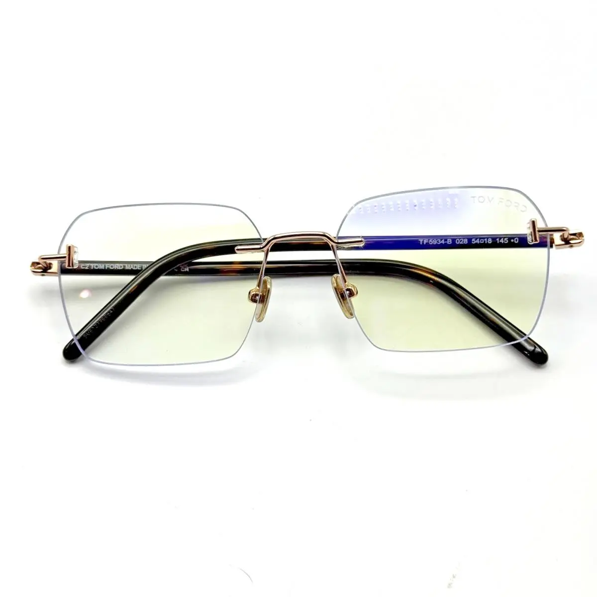 Tom Ford Eyeglasses Frame TF5934-B 028 Gold Rimless Blue Light Block 54-18-145