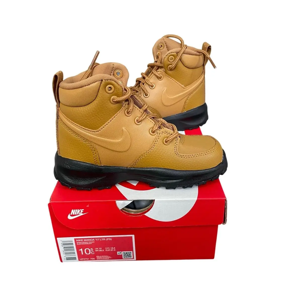 Nike Manola `17 Ltr Preschool Size 10.5 Wheat Brown/black HF0751-700- W/ Box