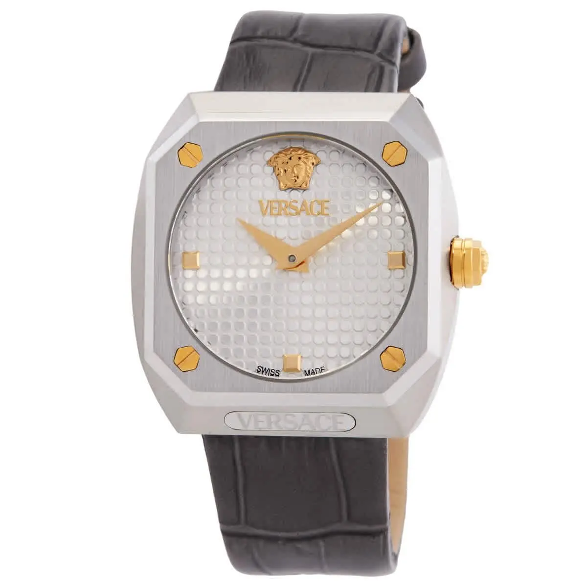 Versace VE9E00124 Antares Silver Dial 35 mm Women`s Watch - Grey, Dial: Silver, Band: Grey