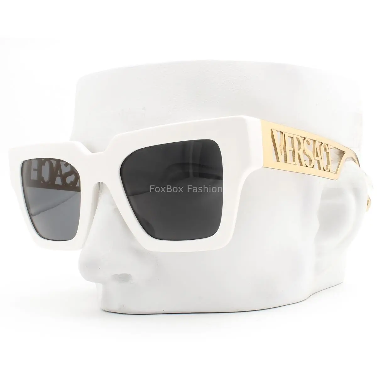 Sunglasses Polished White Gold Logo Arms Mod 4431-F 401/87 with Case by Versace
