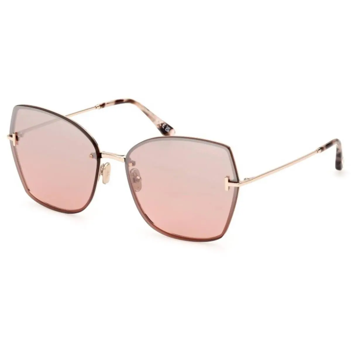 Tom Ford Women`s Sunglasses Nickie Shiny Rose Gold Butterfly Frame FT1107 6228U