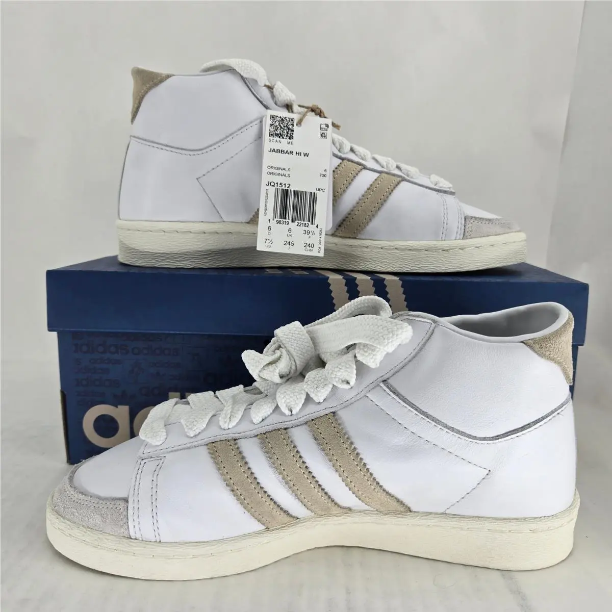 Adidas Jabbar Hi W Womens 7.5 White Beige High Top Sneakers JQ1512