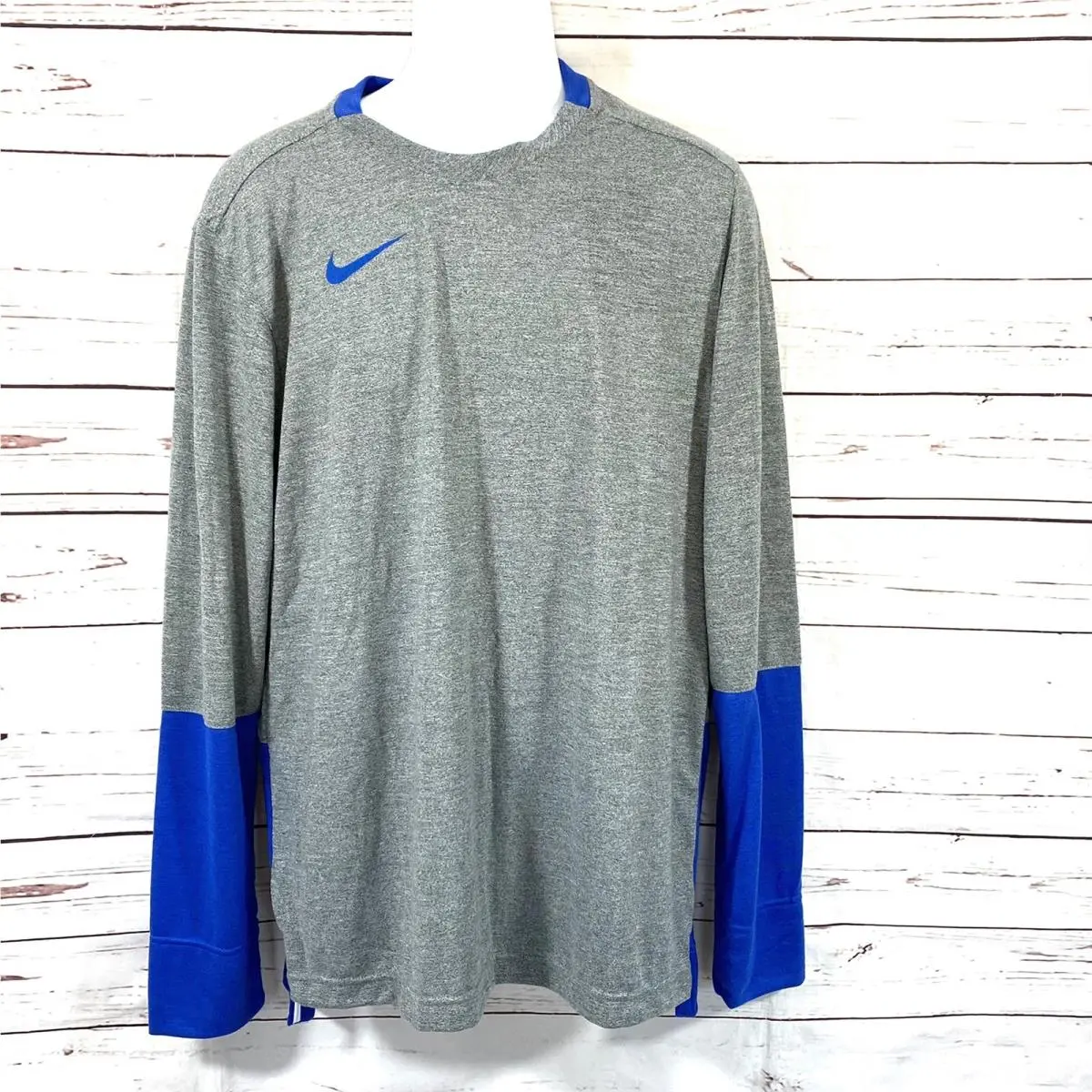 Nike Men`s Medium Long Sleeve Shirt Player Top Gray/blue CI4546-024