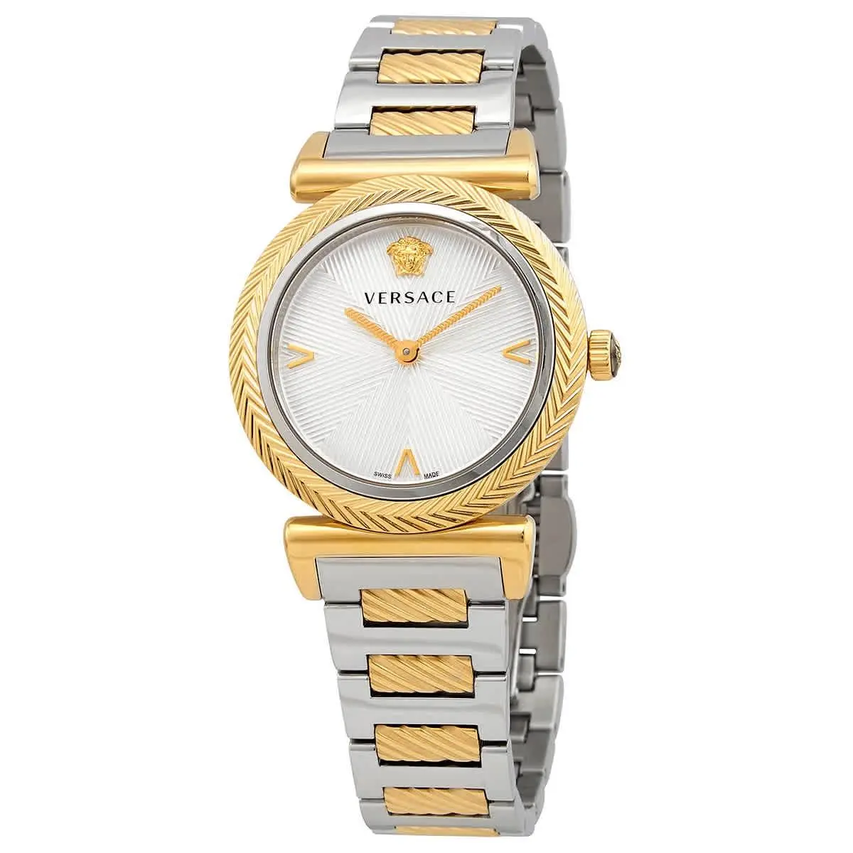 Versace V Motif Quartz Silver Dial Two-tone Ladies Watch VERE02120