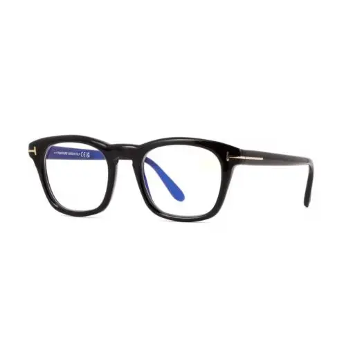 Tom Ford FT5870 B 001 Shiny Black/blue Block 50mm Men`s Eyeglasses