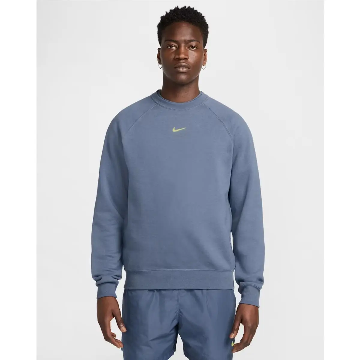 Nike Nocta Fleece CS Crew Diffused Blue/citron Tint FN8160 491 Men`s Xxl