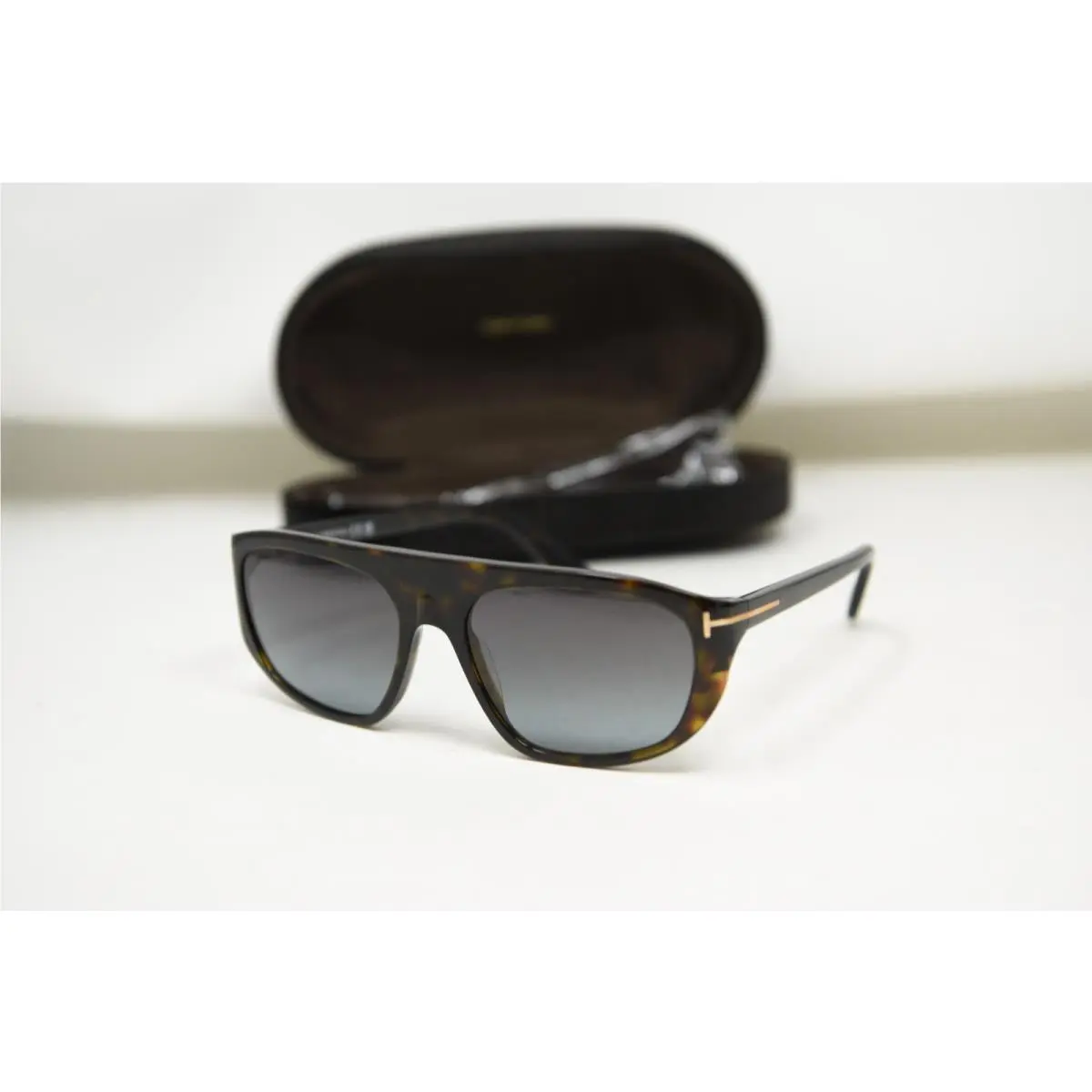 Edward TF1002 Dark Havana/gradient Smoke 52B 58-17-135 Sunglasses by Tom Ford