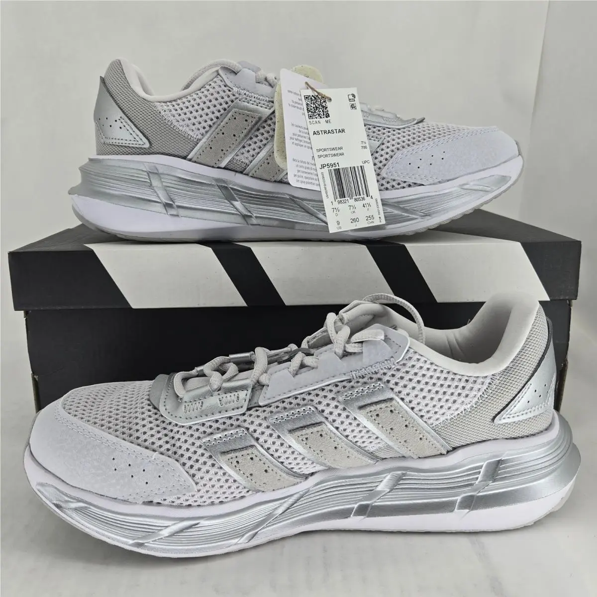 Adidas Astrastar W Silver Grey Running Shoes Sneakers JP5951 Womens 9