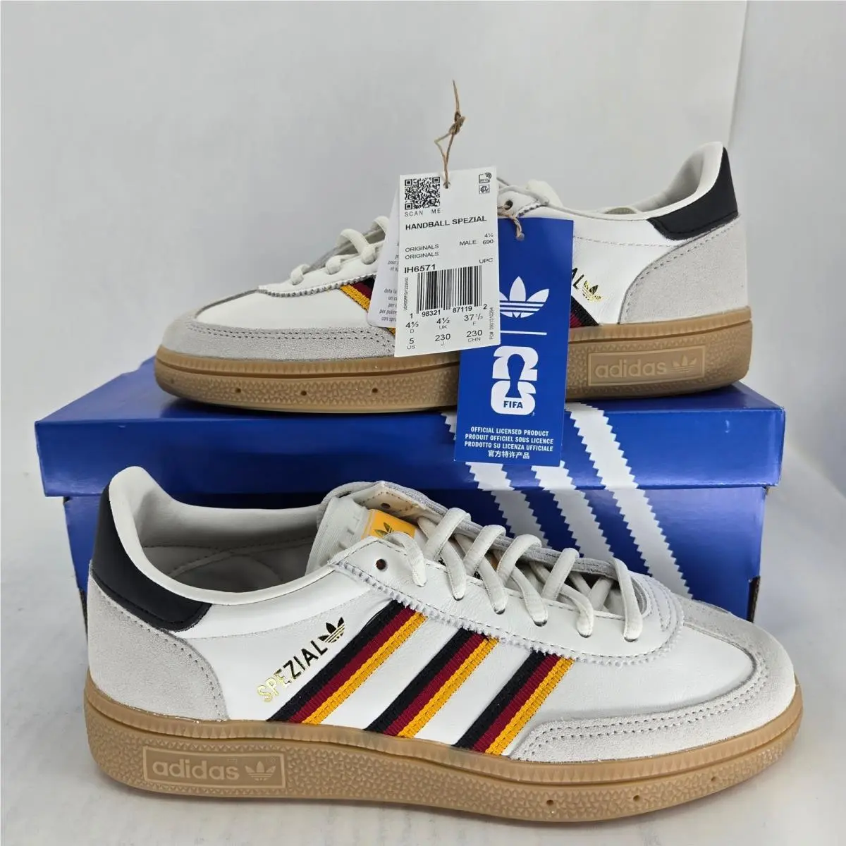 Adidas Handball Spezial White Grey Gum Mens 5 IH6571 Sneakers