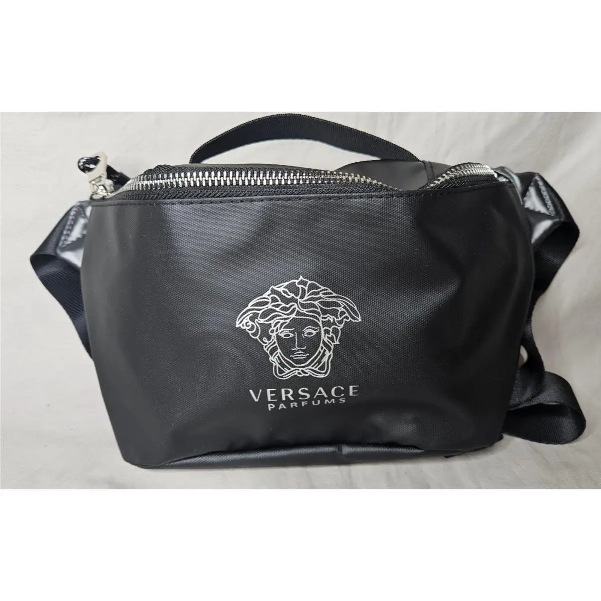 Parfums Belt Bag Waist Pouch For Men Black Silver Travel Bag Fannie Pack by Versace
