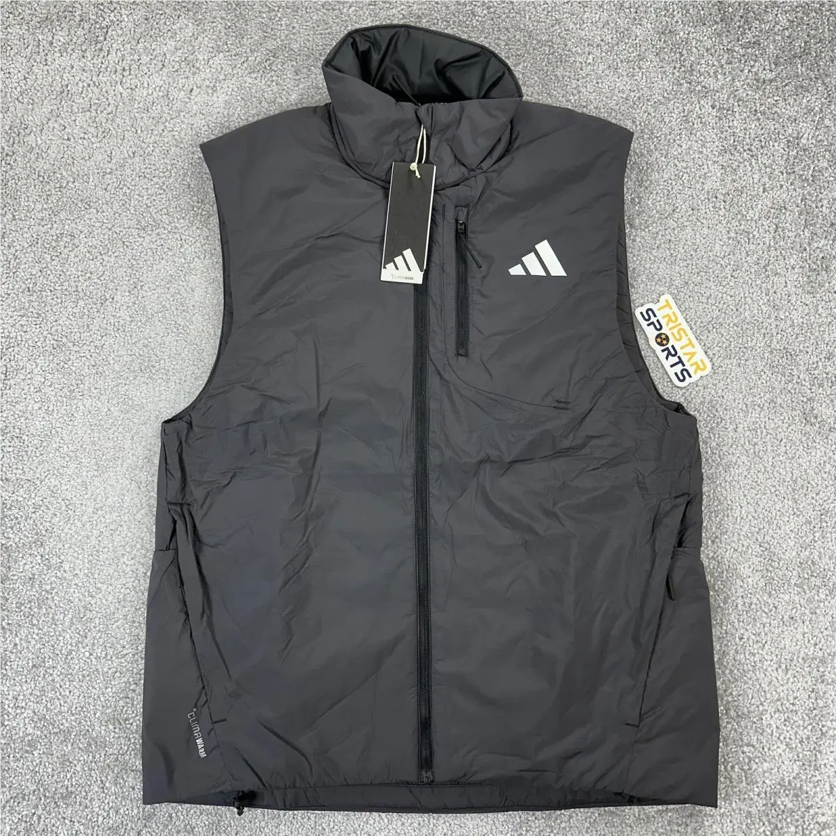 Adidas Adi365 Vest Mens Small Black Running Climawarm Insulated Water Repellent