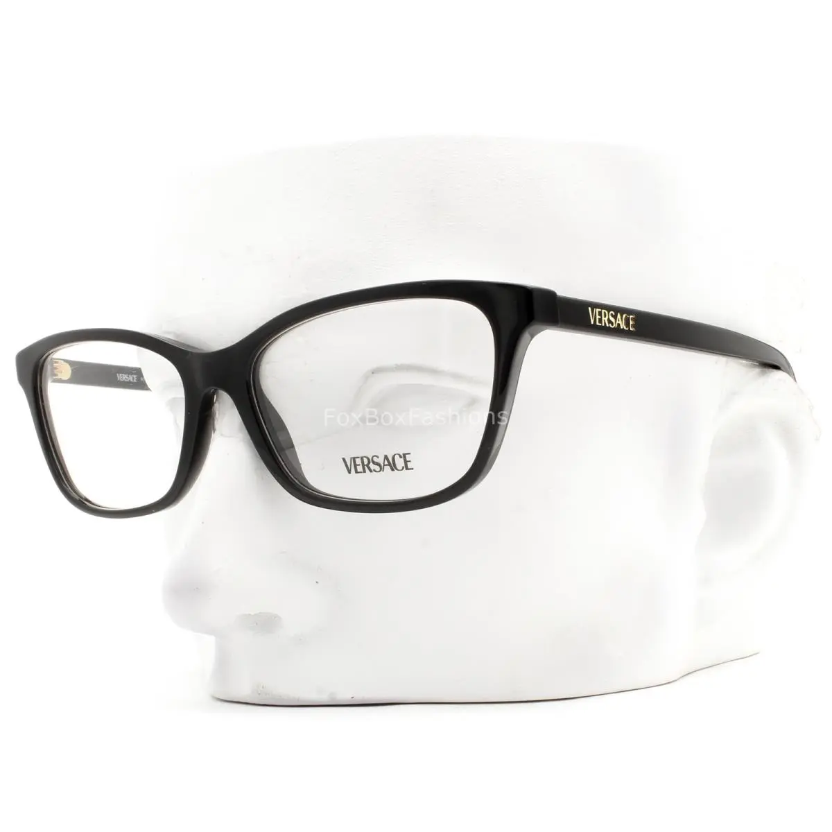 Eyeglasses VE 3375 GB1 Glasses Gloss Black Gold Logo 52mm with Case by Versace
