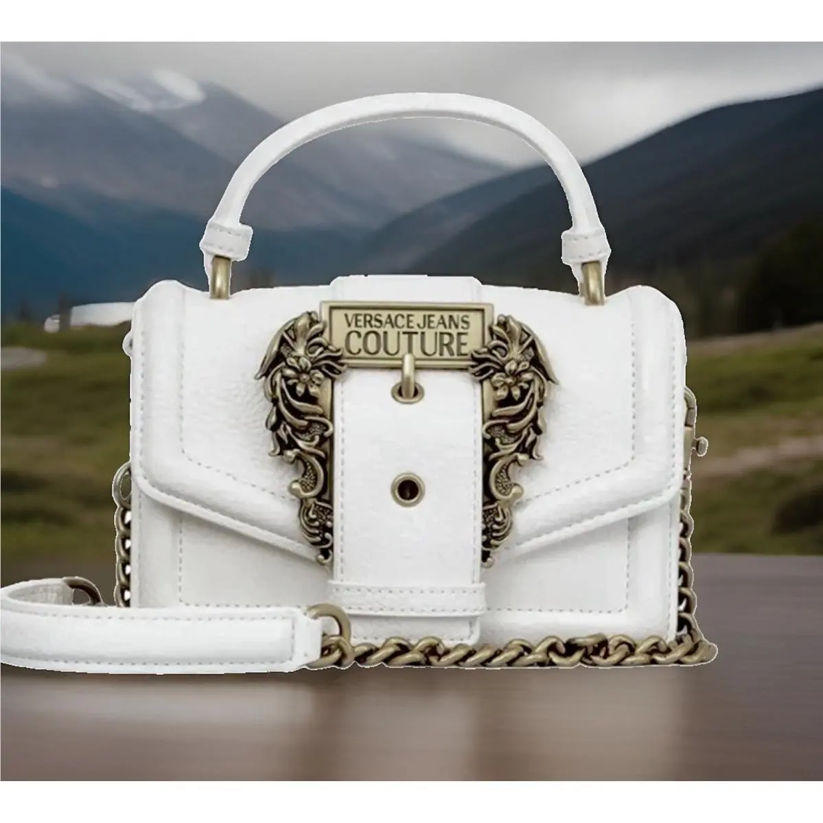 Jeans Couture White Top Handle/shoulder/crossbody Handbag by Versace