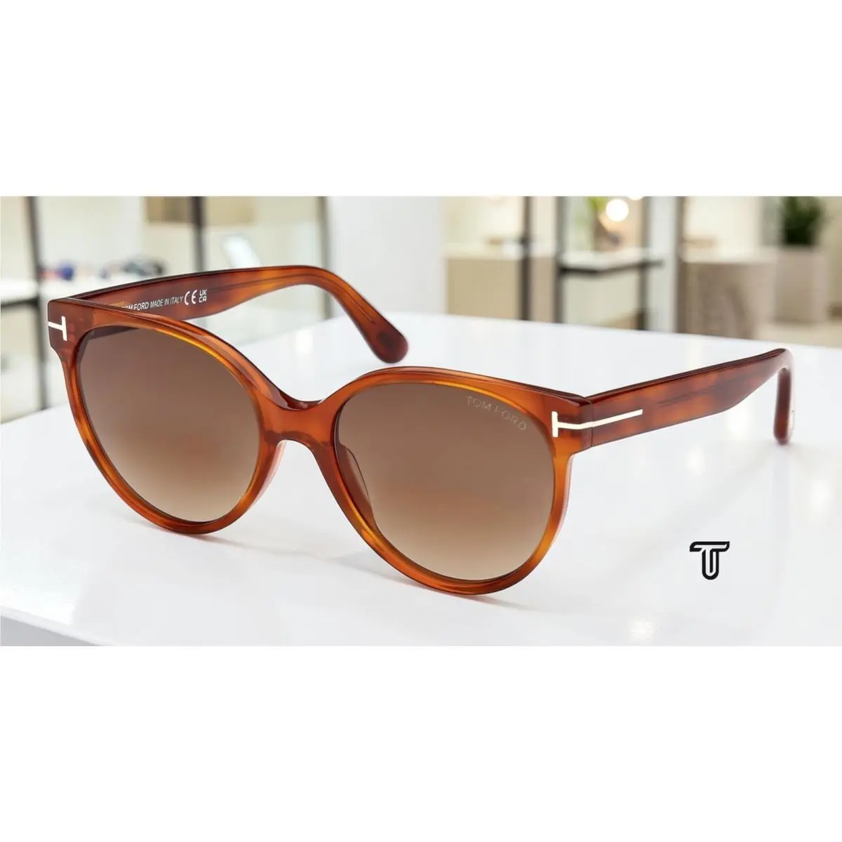 FT1311 53F Acetate Blonde Havana Gradient Brown 56mm Women`s Sunglasses by Tom Ford