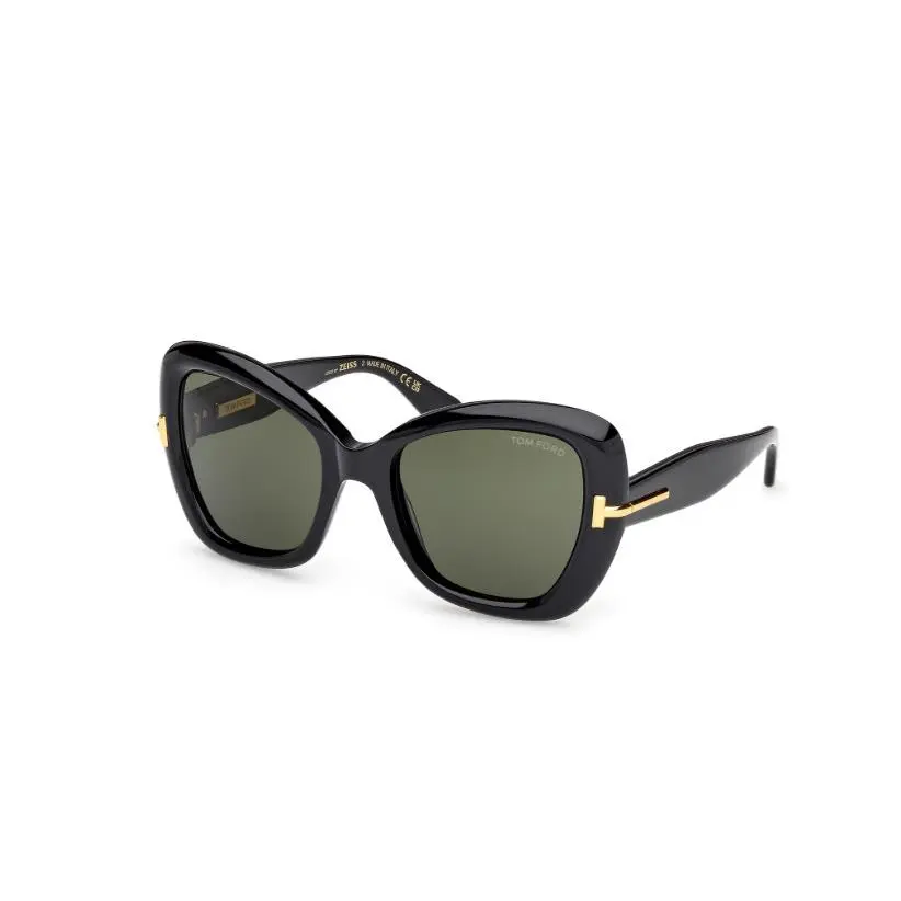 Tom Ford Icon FT1279 01N Shiny Black/green 55mm Women`s Sunglasses