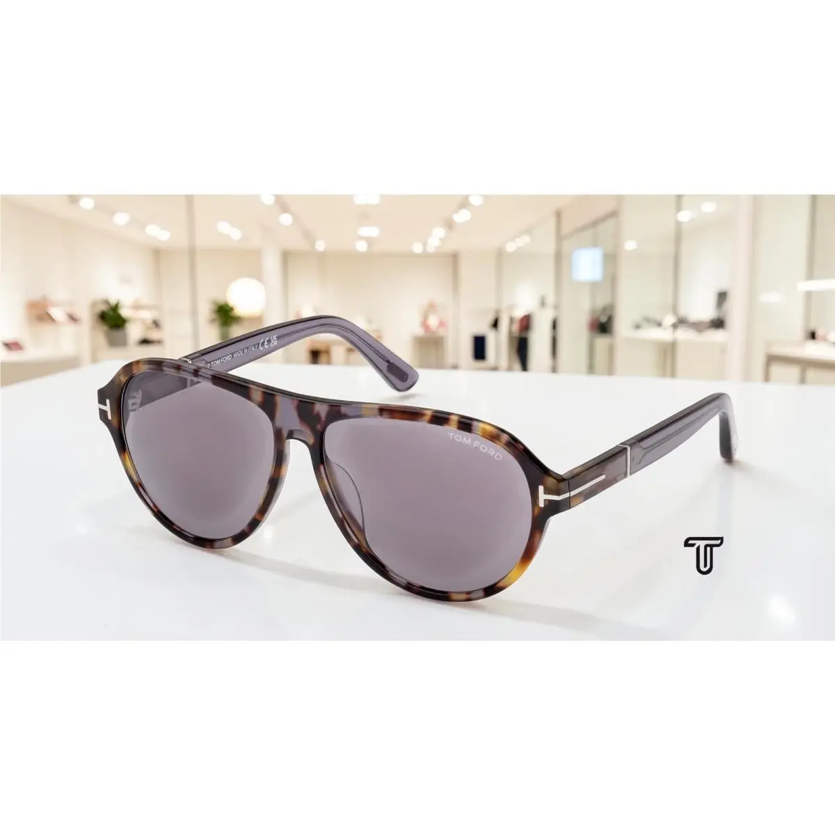 Tom Ford Quincy FT1080 55C Coloured Havana Smoke Mirror 59 mm Men`s Sunglasses