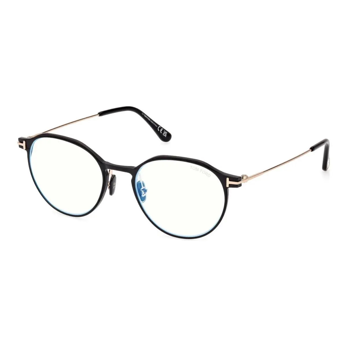 Tom Ford 5866 002 Matte Black / Blue Block Eyeglasses TF5866-B 002 52mm