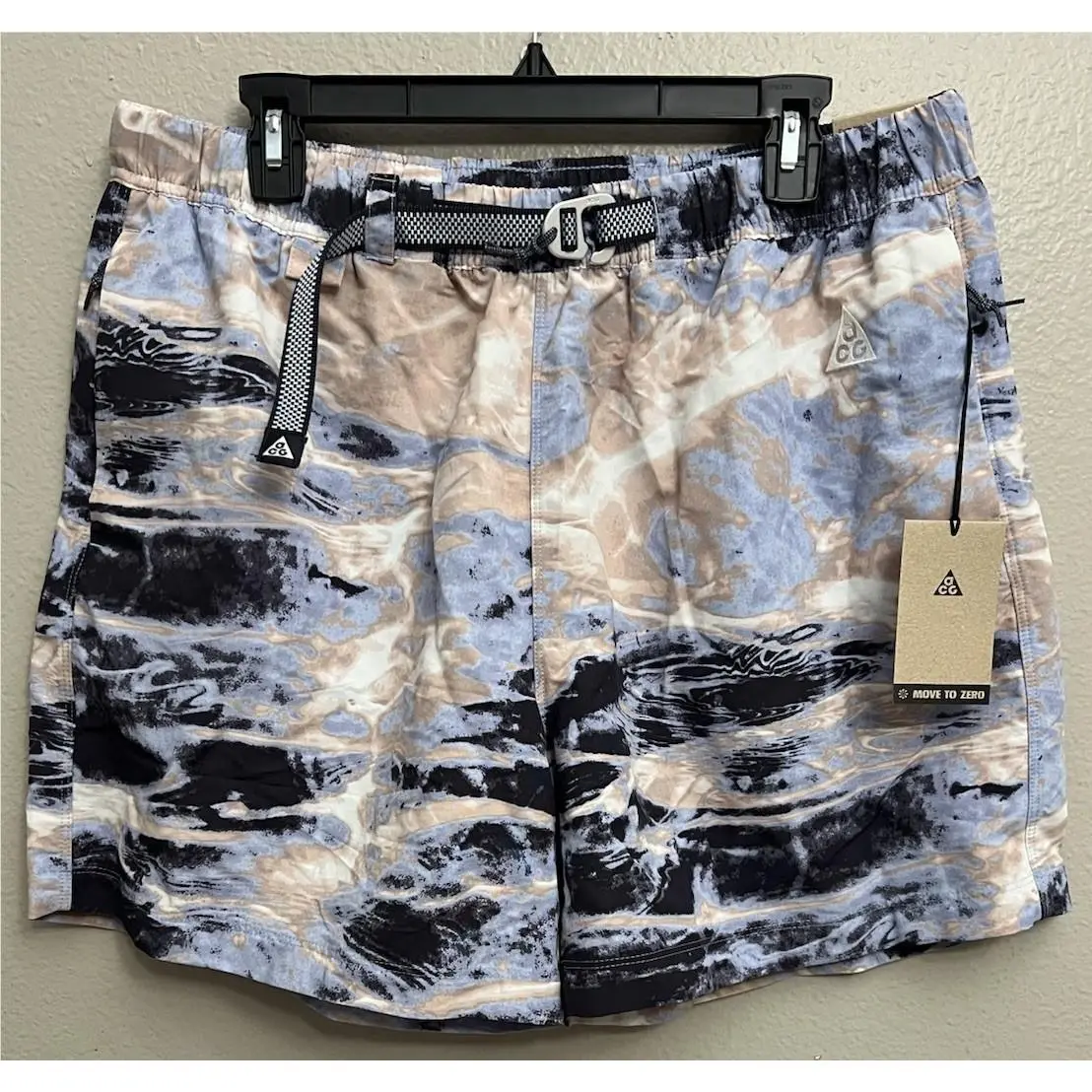Nike Acg All Over Print Belted Trail Shorts Mens Size Large FB4198 601 L