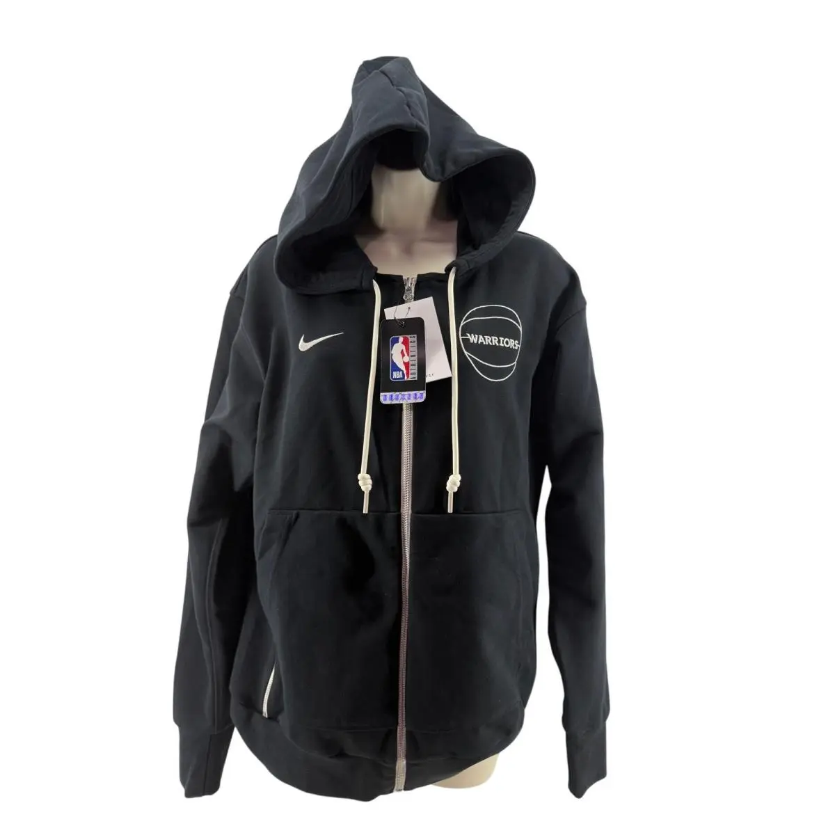 Nike Full Zip Warriors Basketball Hoodie Embordered Mens Small