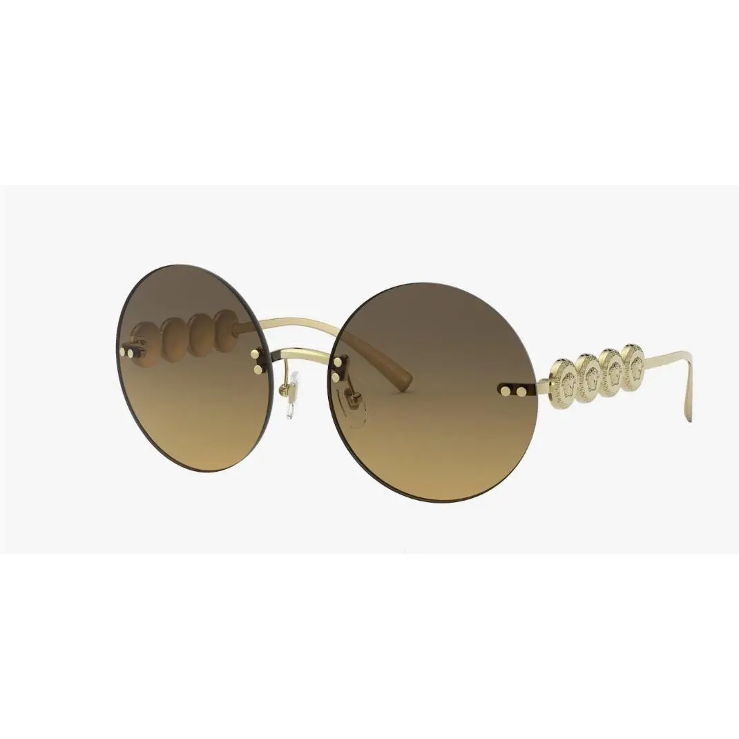 Round Gold Brown Gradient Women`s Sunglasses VE2214-125213 by Versace