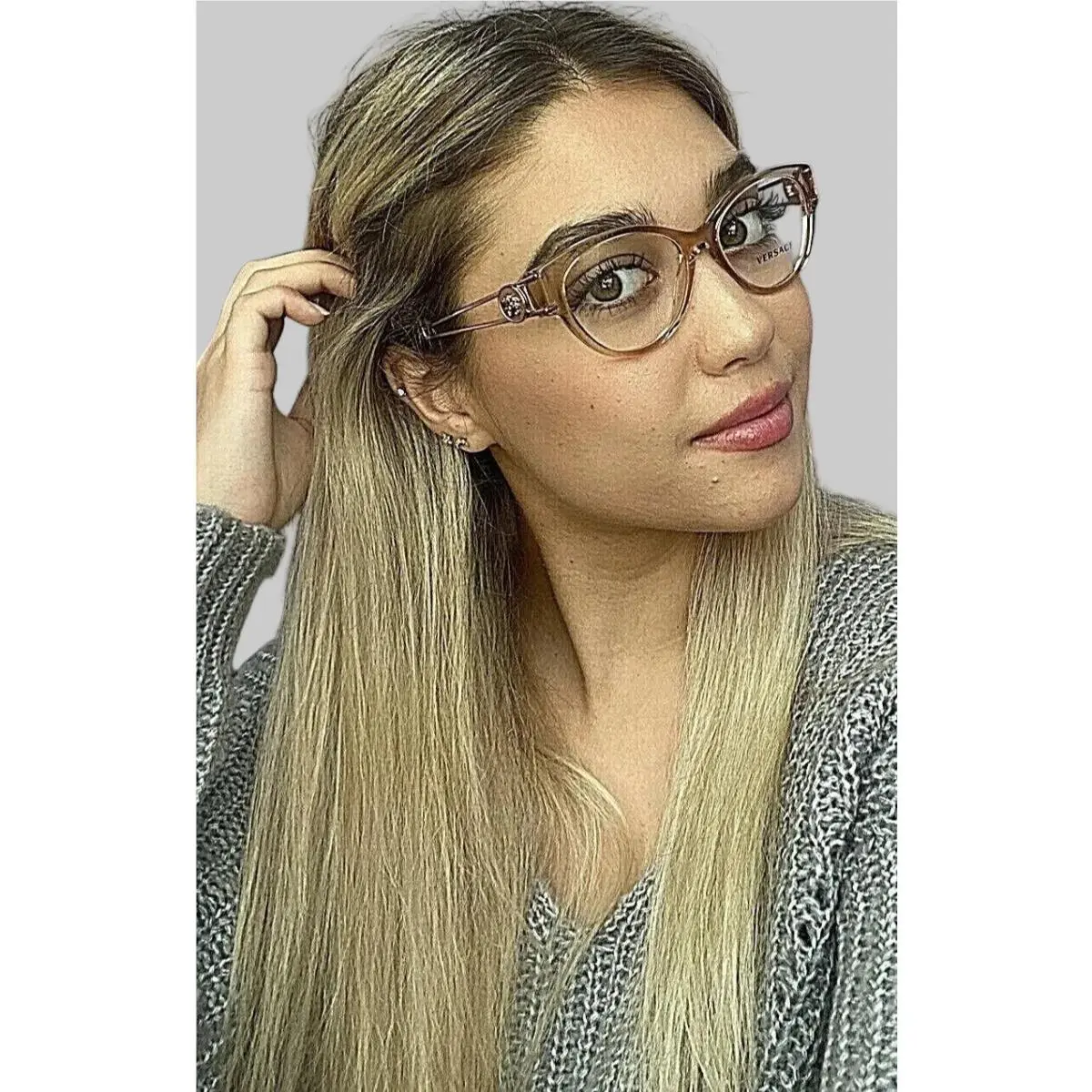 Versace Mod. 3254 Clear Brown 52mm Cat Eye Women`s Eyeglasses Frame Italy 8