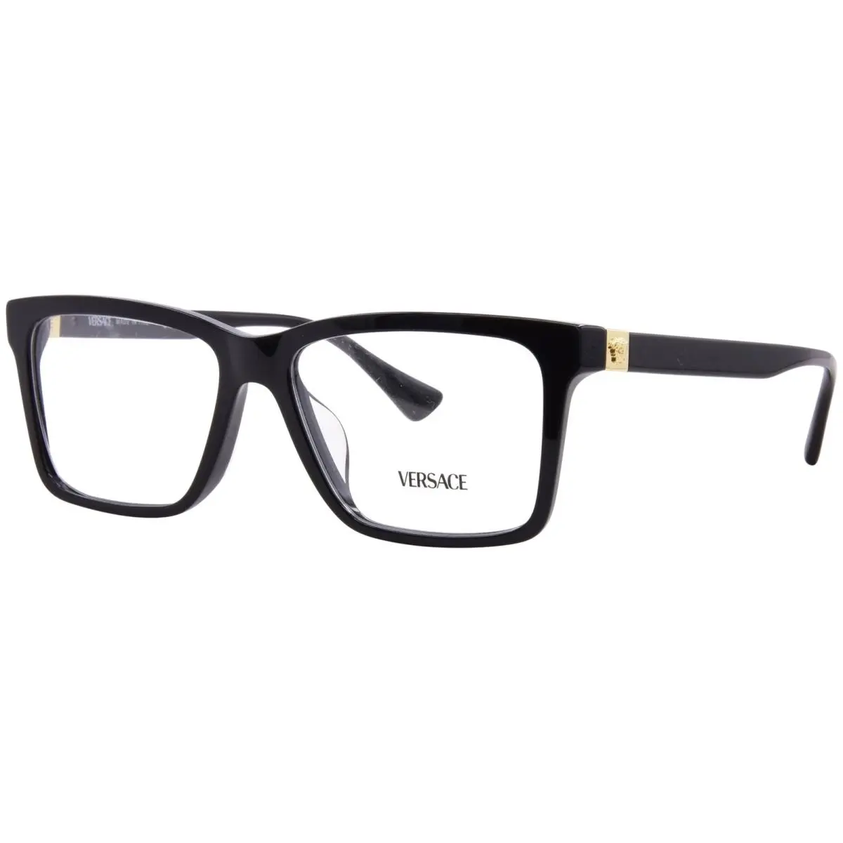Versace VE3328F GB1 Eyeglasses Frame Men`s Black Full Rim Rectangle Shape 56mm