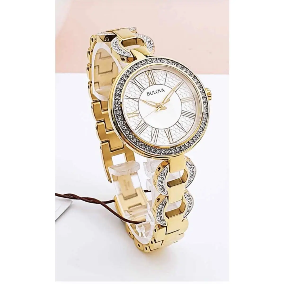 Classic Crystal Bezel Stainless Steel Ladies Quartz Watch 98L300 by Bulova