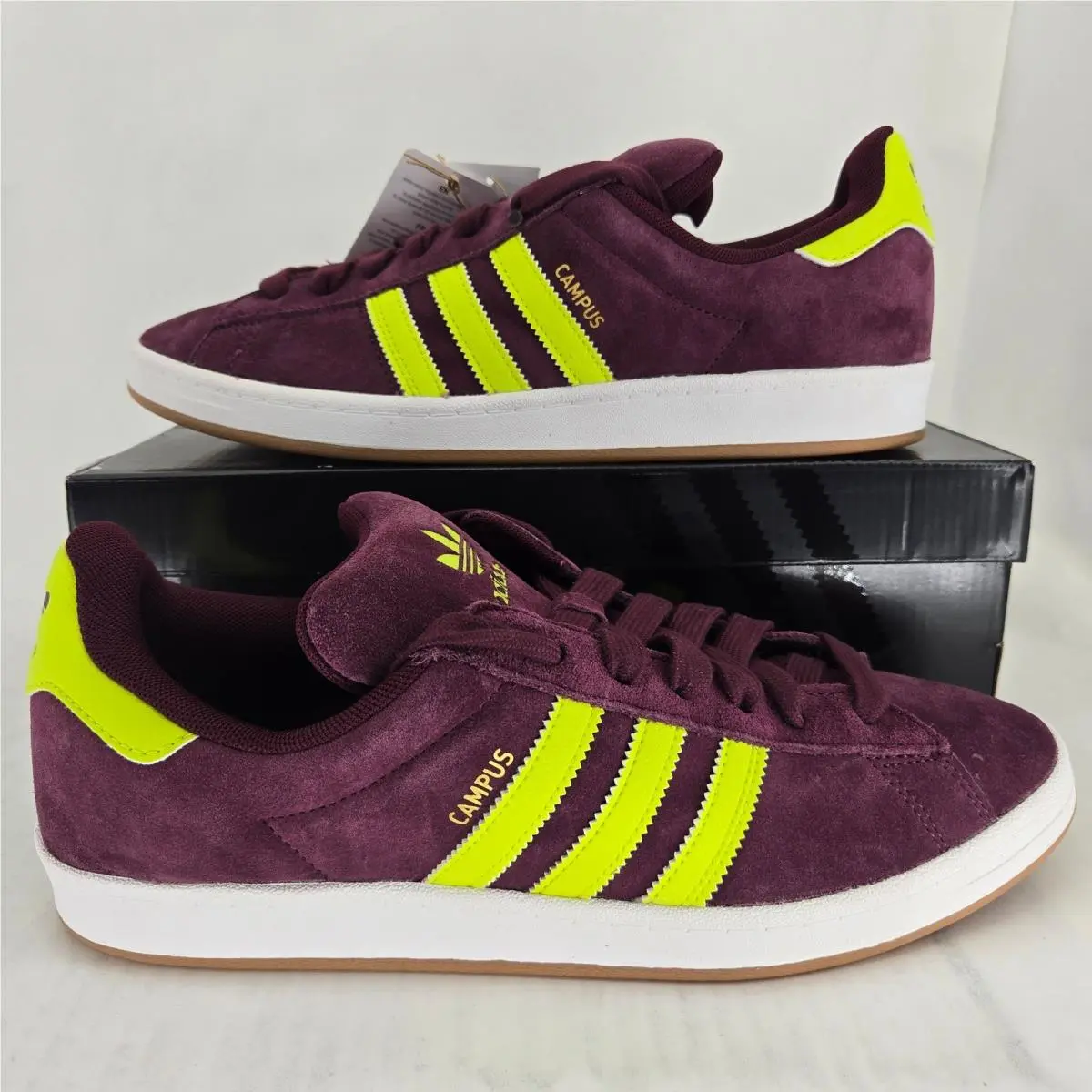 Adidas Campus Adv Maroon Semi Solar Yellow Skate Shoes JQ2099 Mens 11 Womens 12